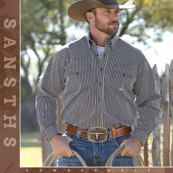 Western Cowboy Belts For Men Women, Mens Western Belt Bull Buckle Country😋 - Picture 3 of 7